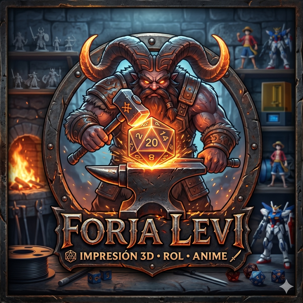 Forja Levi — Taller de impresión 3D con miniaturas, dados y figuras